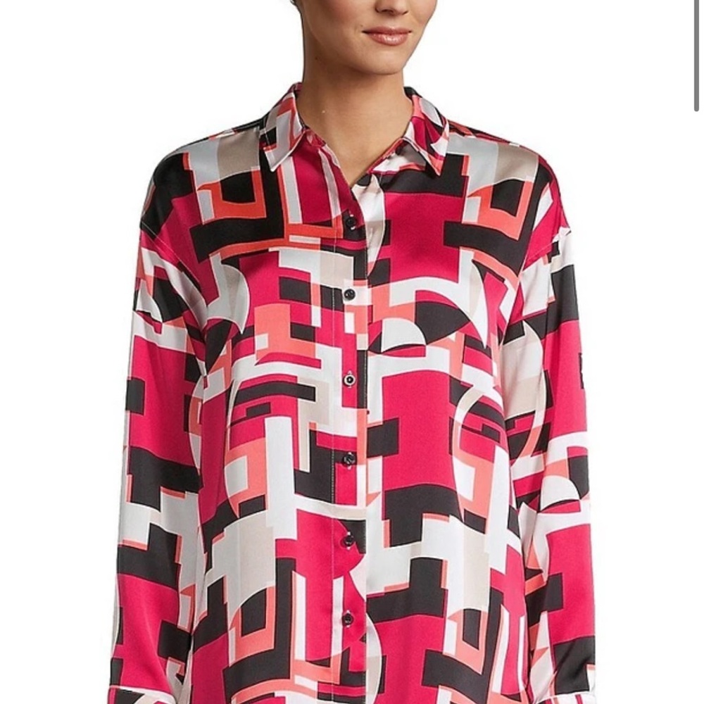 Karl Lagerfeld Red and Black Patterned Shirt size small
